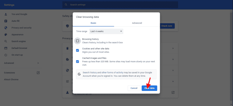 Chrome browser cache