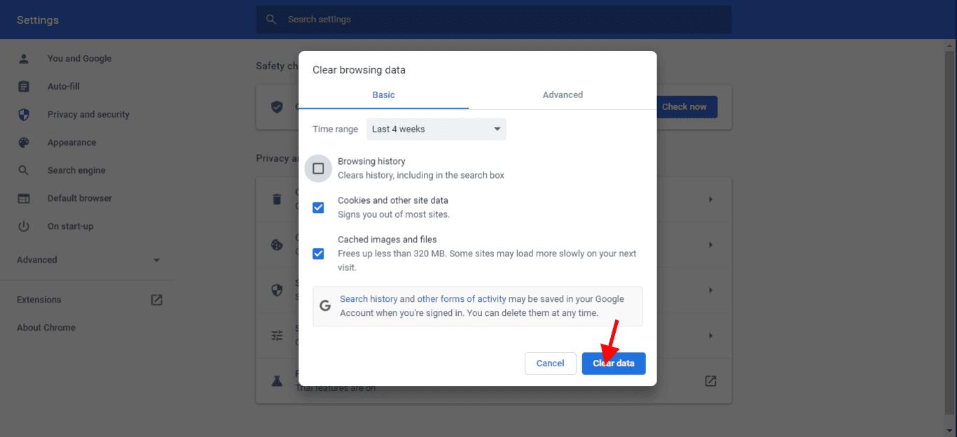 Chrome browser cache