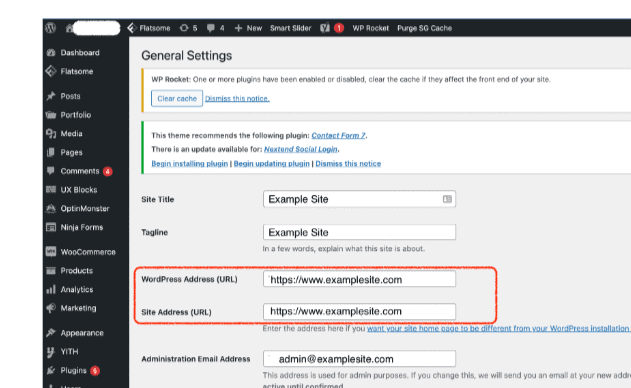 WordPress URL Settings