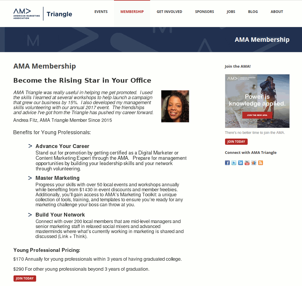 A simple redesign of their member benefits page