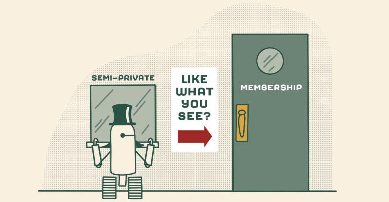 Steward robot looking at members only content