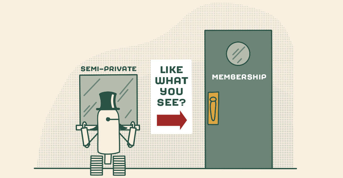 Steward robot looking at members only content