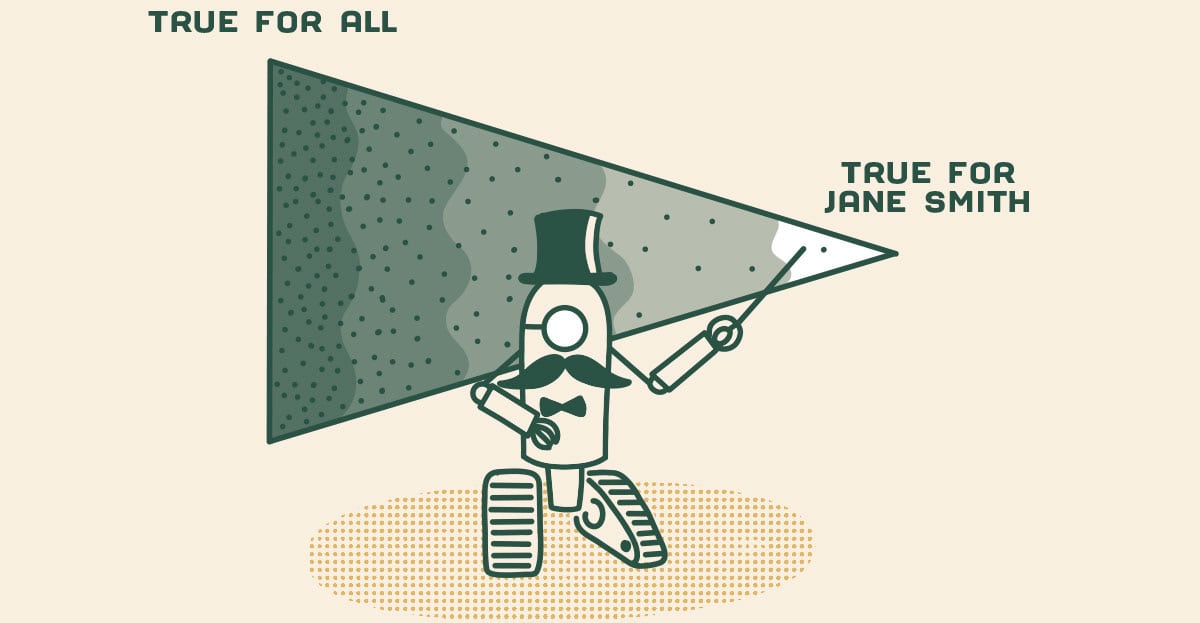 Broad to narrow information showing a focus