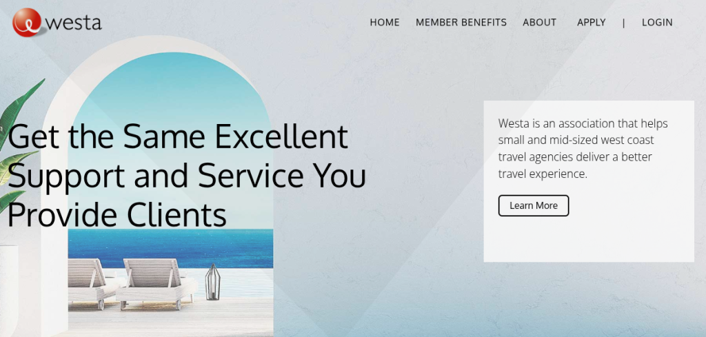Screenshot of the old westa website